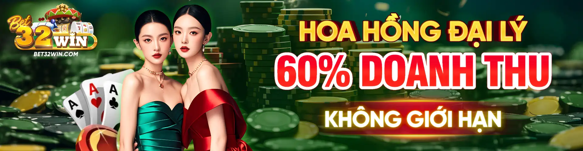 32win banner hoa hồng đại lý 60% doanh thu không giới hạn